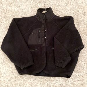 Free people movement hit the slopes black fleece jacket w snaps, pockets, S, EUC